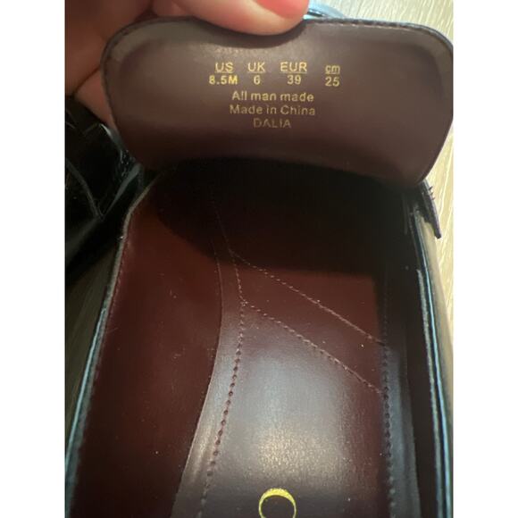 Franco Sarto Women’s Dalia Loafer Size 8.5 M black Gold Accent Heeled Square Toe - Picture 7 of 8